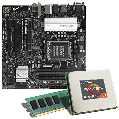 Mainboard Bundle | AMD Ryzen 9 7900 12x3700 MHz, ASUS Prime B650M-A WiFi, 16 GB DDR4-RAM, 2X M.2 Port, 4X SATA 6Gb/s, USB 3.2 Gen2 | Tuning Kit | CSL PC Aufrüstkit von CSL-Computer