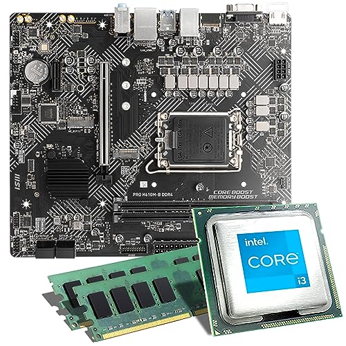 Mainboard Bundle | Intel Core i3-12100F 4x3300 MHz, MSI PRO H610M-E DDR4, 16 GB DDR4-RAM, 1x M.2 Port, 4X SATA 6Gb/s, USB 3.2 Gen1 | Tuning Kit | CSL PC Aufrüstkit von CSL-Computer