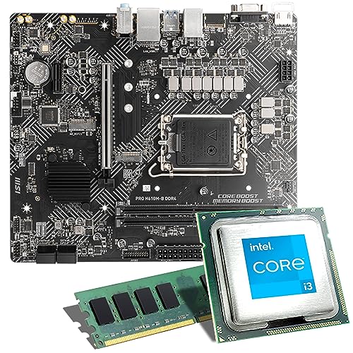 Mainboard Bundle | Intel Core i3-12100F 4x3300 MHz, MSI PRO H610M-E DDR4, 8 GB DDR4-RAM, 1x M.2 Port, 4X SATA 6Gb/s, USB 3.2 Gen1 | Tuning Kit | CSL PC Aufrüstkit von CSL-Computer