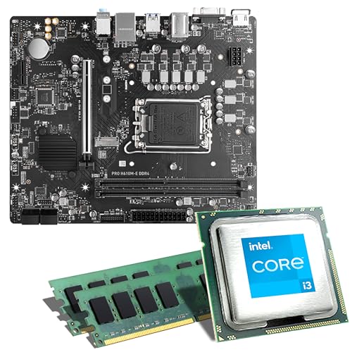 Mainboard Bundle | Intel Core i3-14100, 4X 3500 MHz, 16 GB DDR4-RAM, MSI PRO H610M-E DDR4, 1x M.2 Port, PCIe 4.0 x16, USB 3.2 Gen1 | Tuning Kit | CSL PC Aufrüstkit von CSL-Computer