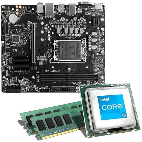 Mainboard Bundle | Intel Core i3-14100, 4X 3500 MHz, 16 GB DDR5-RAM, MSI H610M-E D5, 1x M.2 Port, PCIe 4.0 x16, USB 3.2 Gen1 | Tuning Kit | CSL PC Aufrüstkit von CSL-Computer