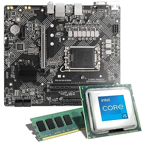 Mainboard Bundle | Intel Core i5-12400F 6x2500 MHz, MSI PRO H610M-E DDR4, 8 GB DDR4-RAM, 1x M.2 Port, 4X SATA 6Gb/s, USB 3.2 Gen1 | Tuning Kit | CSL PC Aufrüstkit von CSL-Computer