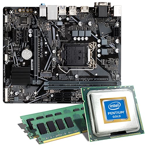 Mainboard Bundle | Intel Pentium Gold G6400 2x4000 MHz, GIGABYTE H410M H V2, 16 GB DDR4-RAM, UHD Graphics 610, 1x M.2 Port, 4X SATA 6Gb/s, USB 3.2 Gen1 | Tuning Kit | CSL PC Aufrüstkit von CSL-Computer