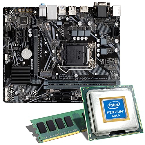Mainboard Bundle | Intel Pentium Gold G6400 2x4000 MHz, GIGABYTE H410M H V2, 8 GB DDR4-RAM, UHD Graphics 610, 1x M.2 Port, 4X SATA 6Gb/s, USB 3.2 Gen1 | Tuning Kit | CSL PC Aufrüstkit von CSL-Computer