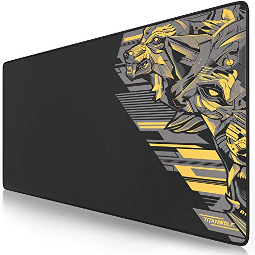 TITANWOLF - XXL Mauspad Gaming Titanwolf 900 x 400mm - XXL Mousepad groß Motiv - Tischunterlage Large Size - verbessert Präzision und Geschwindigkeit - auch für Roccat Razer Logitech Maus und Tastatur von CSL-Computer