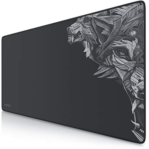 TITANWOLF XXL Speed Gaming Mauspad - 900 x 400mm - XXL Mousepad - Tischunterlage Large Size - mit Titanwolf-Motiv - verbessert Präzision und Geschwindigkeit - rutschfest - strapazierfähig von CSL-Computer
