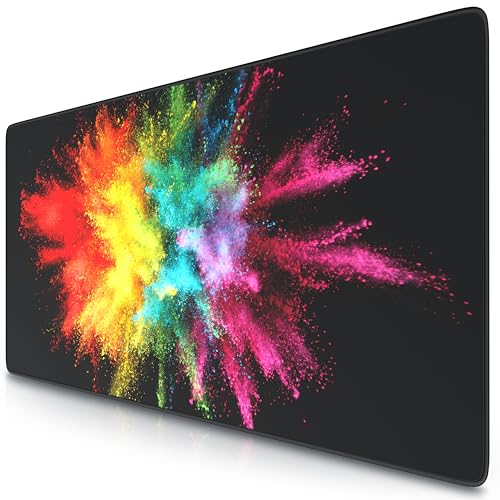 TITANWOLF - XXL Speed Gaming Mauspad 900 x 400mm - XXL Mousepad - Tischunterlage Large Size - verbessert Präzision und Geschwindigkeit - Color Explosion Bunt von CSL-Computer