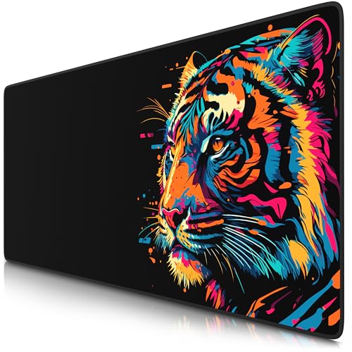 TITANWOLF - XXL Speed Gaming Mauspad 900 x 400mm - XXL Mousepad - Tischunterlage Large Size - verbessert Präzision und Geschwindigkeit - Colour Tiger 2 von CSL-Computer