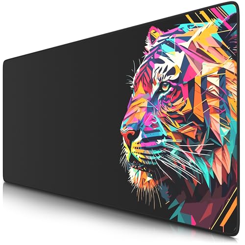 TITANWOLF - XXL Speed Gaming Mauspad 900 x 400mm - XXL Mousepad - Tischunterlage Large Size - verbessert Präzision und Geschwindigkeit - Colour Tiger von CSL-Computer