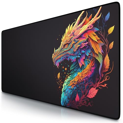 TITANWOLF - XXL Speed Gaming Mauspad 900 x 400mm - XXL Mousepad - Tischunterlage Large Size - verbessert Präzision und Geschwindigkeit - Dragon von CSL-Computer