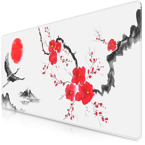 TITANWOLF - XXL Speed Gaming Mauspad 900 x 400mm - XXL Mousepad - Tischunterlage Large Size - verbessert Präzision und Geschwindigkeit - Ink Sakura 6 von CSL-Computer