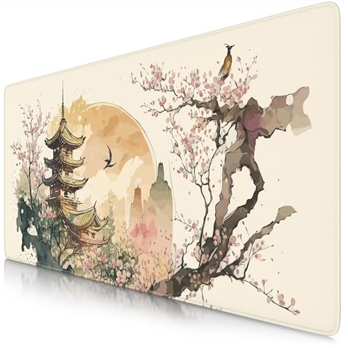 TITANWOLF - XXL Speed Gaming Mauspad 900 x 400mm - XXL Mousepad - Tischunterlage Large Size - verbessert Präzision und Geschwindigkeit - Japan Ink Painting Colour von CSL-Computer