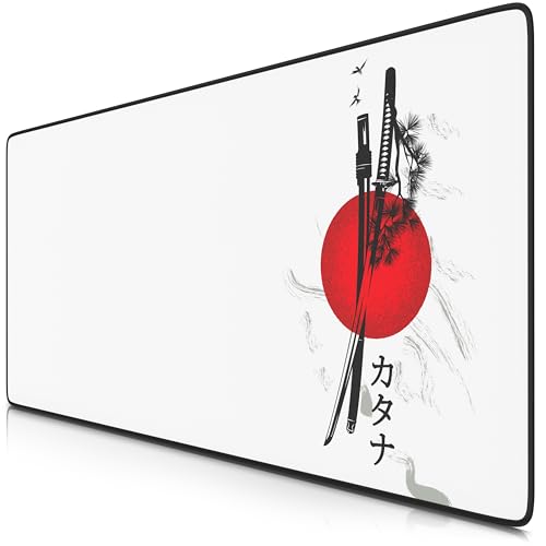 TITANWOLF - XXL Speed Gaming Mauspad 900 x 400mm - XXL Mousepad - Tischunterlage Large Size - verbessert Präzision und Geschwindigkeit - Japan Ink Swords von CSL-Computer