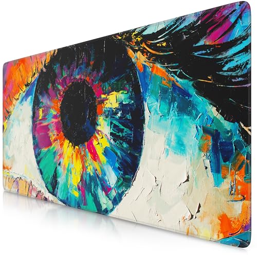 TITANWOLF - XXL Speed Gaming Mauspad 900 x 400mm - XXL Mousepad - Tischunterlage Large Size - verbessert Präzision und Geschwindigkeit - Oilpaint-Eye von CSL-Computer