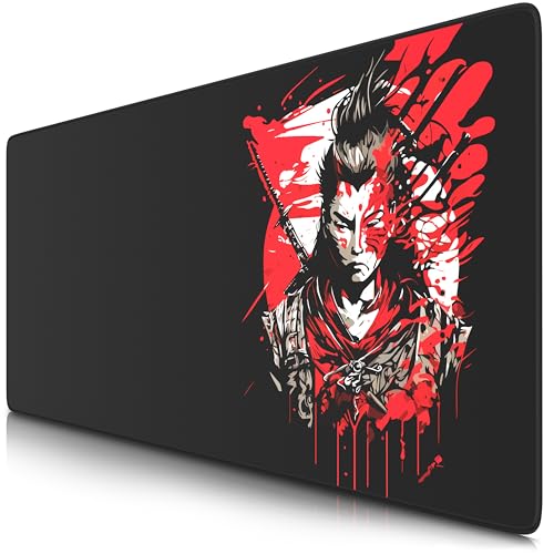 TITANWOLF - XXL Speed Gaming Mauspad 900 x 400mm - XXL Mousepad - Tischunterlage Large Size - verbessert Präzision und Geschwindigkeit - Samurai von CSL-Computer