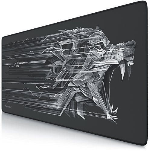 TITANWOLF XXL Speed Gaming Mauspad - 900 x 400mm - XXL Mousepad - Tischunterlage mit Titanwolf-Motiv - verbessert Präzision und Geschwindigkeit - Stabiler Halt auf glatten Oberflächen von CSL-Computer