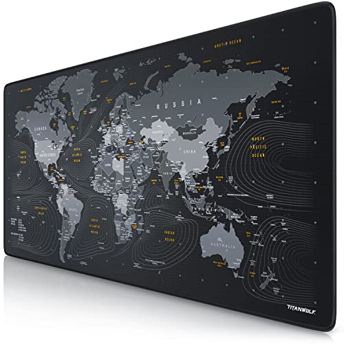 TITANWOLF - XXL Speed Gaming Mauspad Titanwolf Weltkarte 900 x 400mm - XXL Mousepad - Tischunterlage Large Size - verbessert Präzision und Geschwindigkeit von CSL-Computer