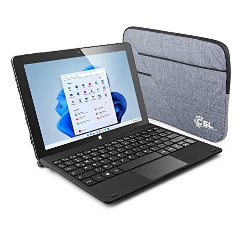 Tablet CSL Panther Tab HD Windows 10 Home mit Tastatur und Tasche, 10,1 Zoll 1920x1200 IPS, Intel N4120 CPU 4x2600 MHz, 128 GB eMMC + 256 GB M.2 SSD, 4 GB DDR4-RAM, USB 3.1 Typ A&C, HDMI, WLAN, BT von CSL-Computer