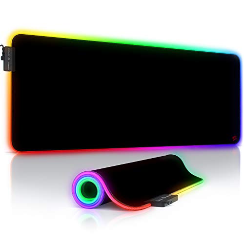 Titanwolf - RGB Gaming Mauspad - LED Schreibtischunterlage - 800x300 mm - XXL Mousepad - LED Multi Color - 11 Beleuchtungs-Modi - 7 LED Farben Plus 4 Effektmodi - abwaschbar - Schwarz von CSL-Computer