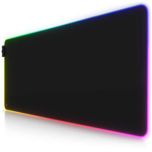Titanwolf - RGB Gaming Mauspad - LED Schreibtischunterlage - 900x400 mm Übergröße - XXL Mousepad - LED Multi Color - 11 Beleuchtungs-Modi - 7 LED Farben Plus 4 Effektmodi - abwaschbar - Schwarz von CSL-Computer