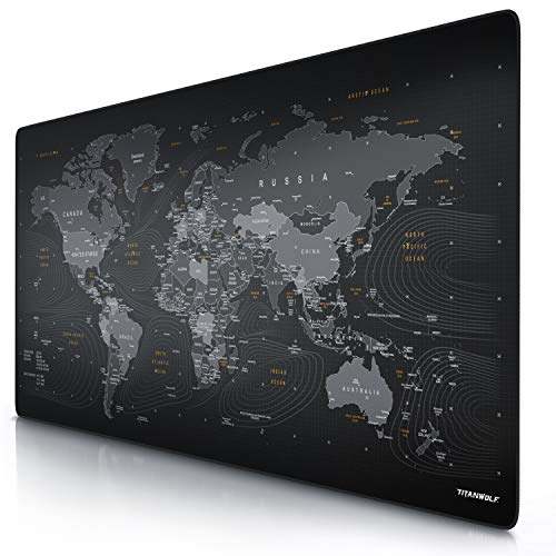 Titanwolf - Übergröße Mauspad 1200x600mm Weltkarte XXXL Mousepad groß mit Motiv Tischunterlage Large Size verbessert Präzision und Geschwindigkeit XXL Gaming z.B. für Logitech Maus und Tastatur von CSL-Computer