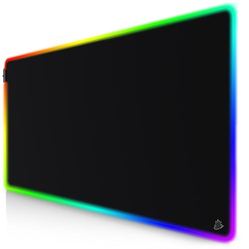 Titanwolf - XXXL RGB Gaming Mauspad – 1200 x 600 mm - Mousepad - LED Multi Color - 7 LED Farben Plus 4 Effektmodi - für Präzision und Geschwindigkeit - Gummierte Unterseite - abwaschbar von CSL-Computer