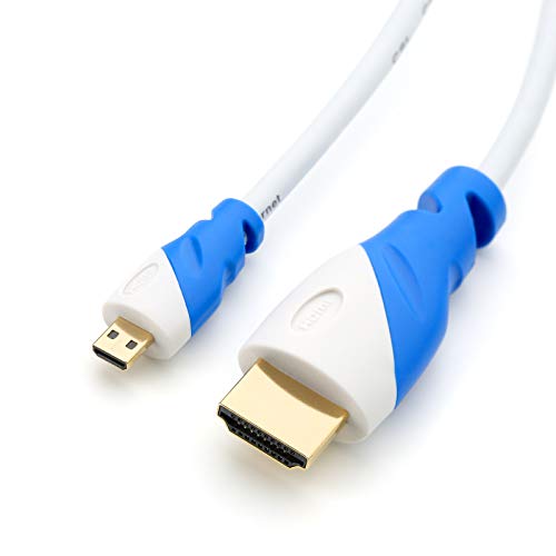 microHDMI Kabel | 1,5m | weiß/blau | HDMI 2.0 | 3D-Ready | 4K/60Hz | microHDMI auf HDMI microHDMI Kabel | 1,5m | weiß/blau | HDMI 2.0 | 3D-Ready | 4K/60Hz | microHDMI auf HDMI von CSL Computer