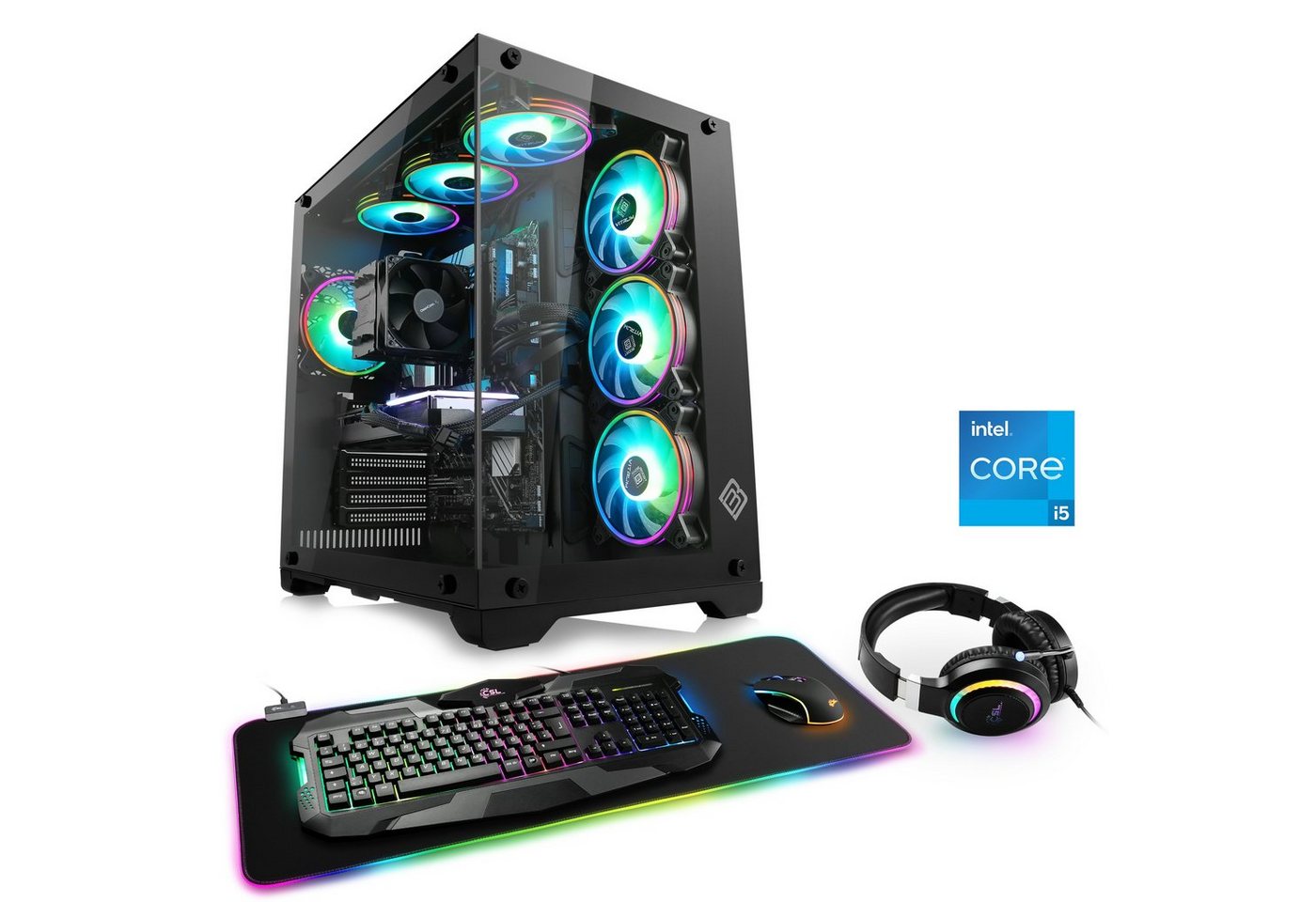 CSL Aerion C55310 Advanced Edition Gaming-PC (Intel® Core i5 12400F, GeForce RTX 3050, 32 GB RAM, 1000 GB SSD, Luftkühlung) von CSL