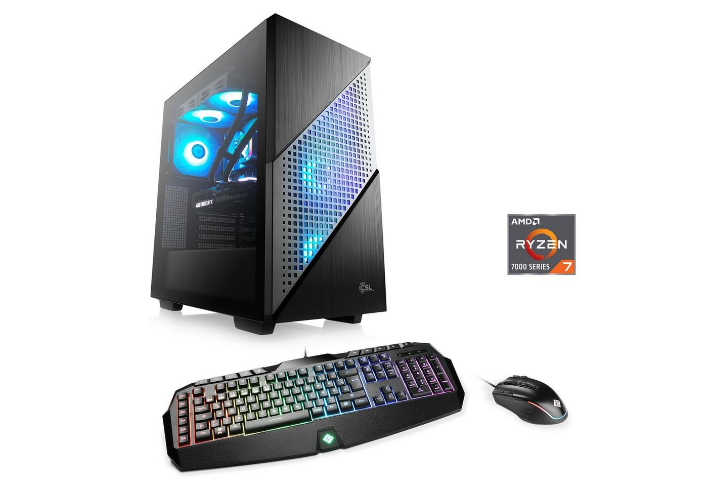 CSL Aqueon A77304 Extreme Edition Gaming-PC (AMD Ryzen 7 Ryzen 7, ASUS TUF GeForce RTX 4090, 64 GB RAM, 2000 GB SSD, Wasserkühlung) von CSL