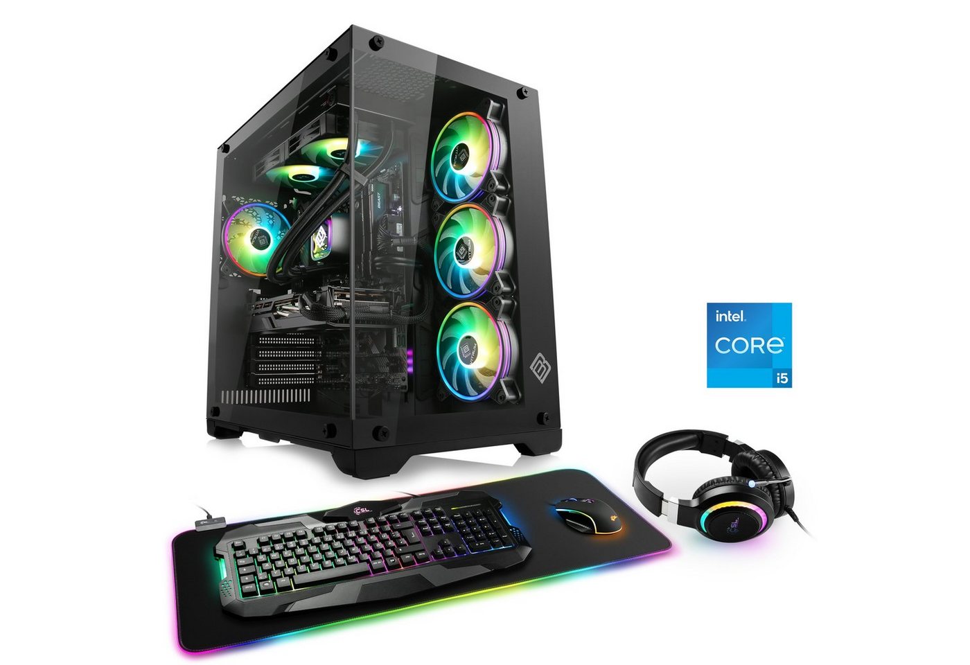 CSL Aqueon C55110 Advanced Edition Gaming-PC (Intel® Core i5 12400F, GeForce RTX 3050, 16 GB RAM, 1000 GB SSD, Wasserkühlung) von CSL