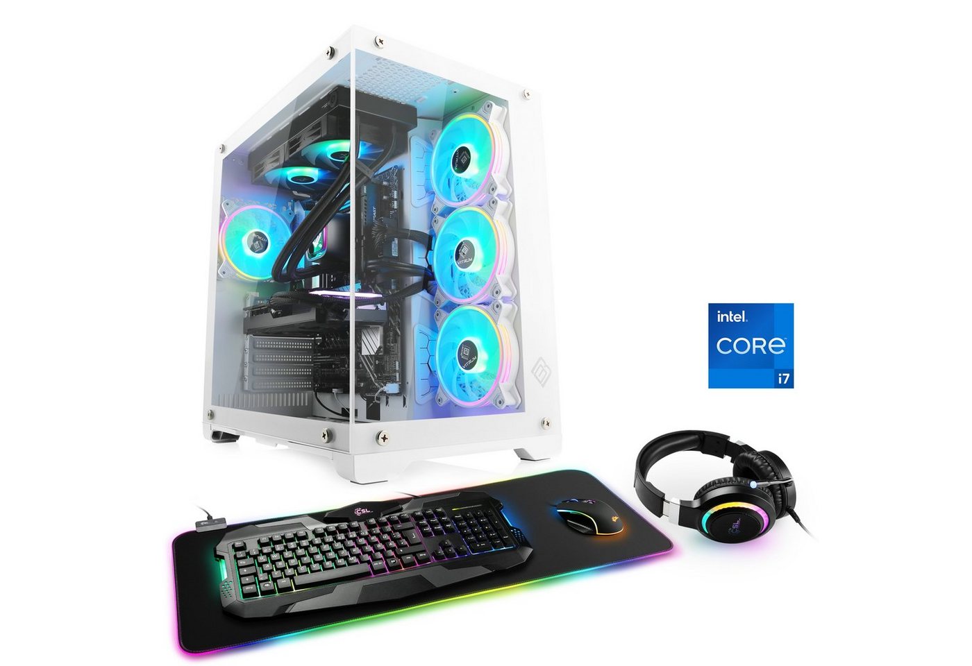 CSL Aqueon C77212 Advanced Edition Gaming-PC (Intel® Core i7 13700F, GeForce RTX 4070, 64 GB RAM, 1000 GB SSD, Wasserkühlung) von CSL