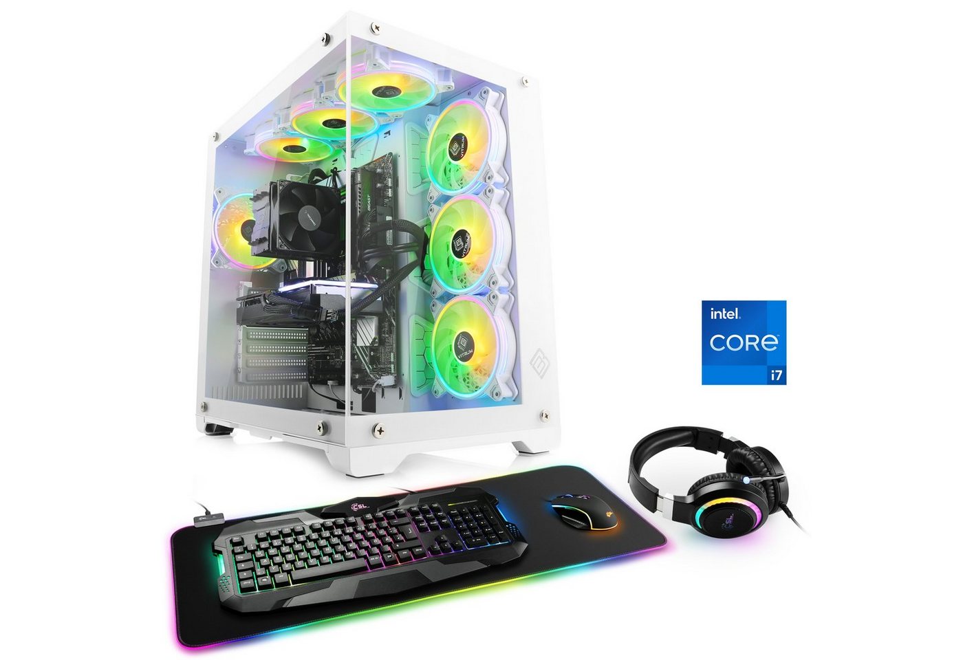 CSL Aqueon C77242 Advanced Edition Gaming-PC (Intel® Core i7 13700KF, NVIDIA GeForce RTX 4070, 64 GB RAM, 2000 GB SSD, Wasserkühlung) von CSL