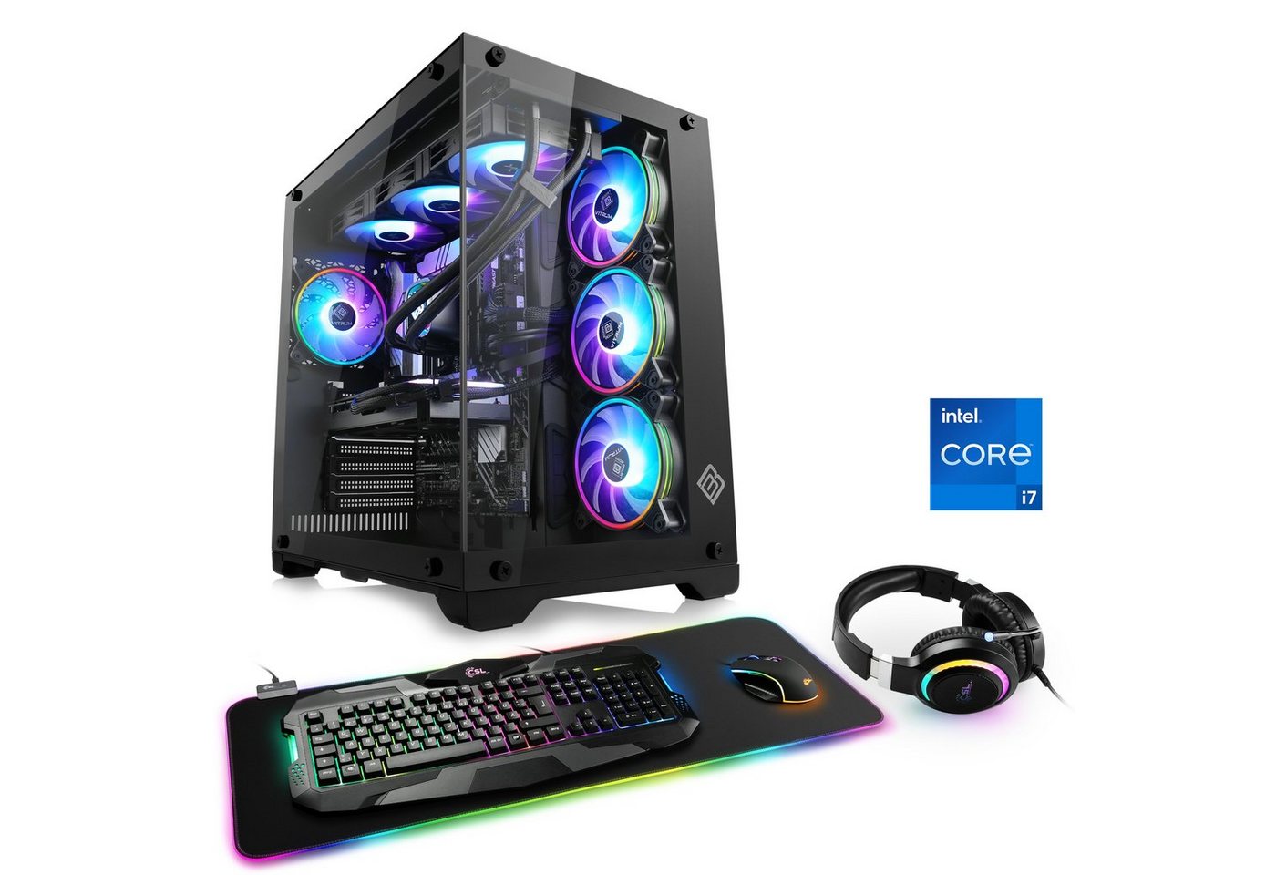 CSL Aqueon C77340 Advanced Edition Gaming-PC (Intel® Core i7 13700KF, GeForce RTX 4060Ti, 32 GB RAM, 2000 GB SSD, Wasserkühlung) von CSL