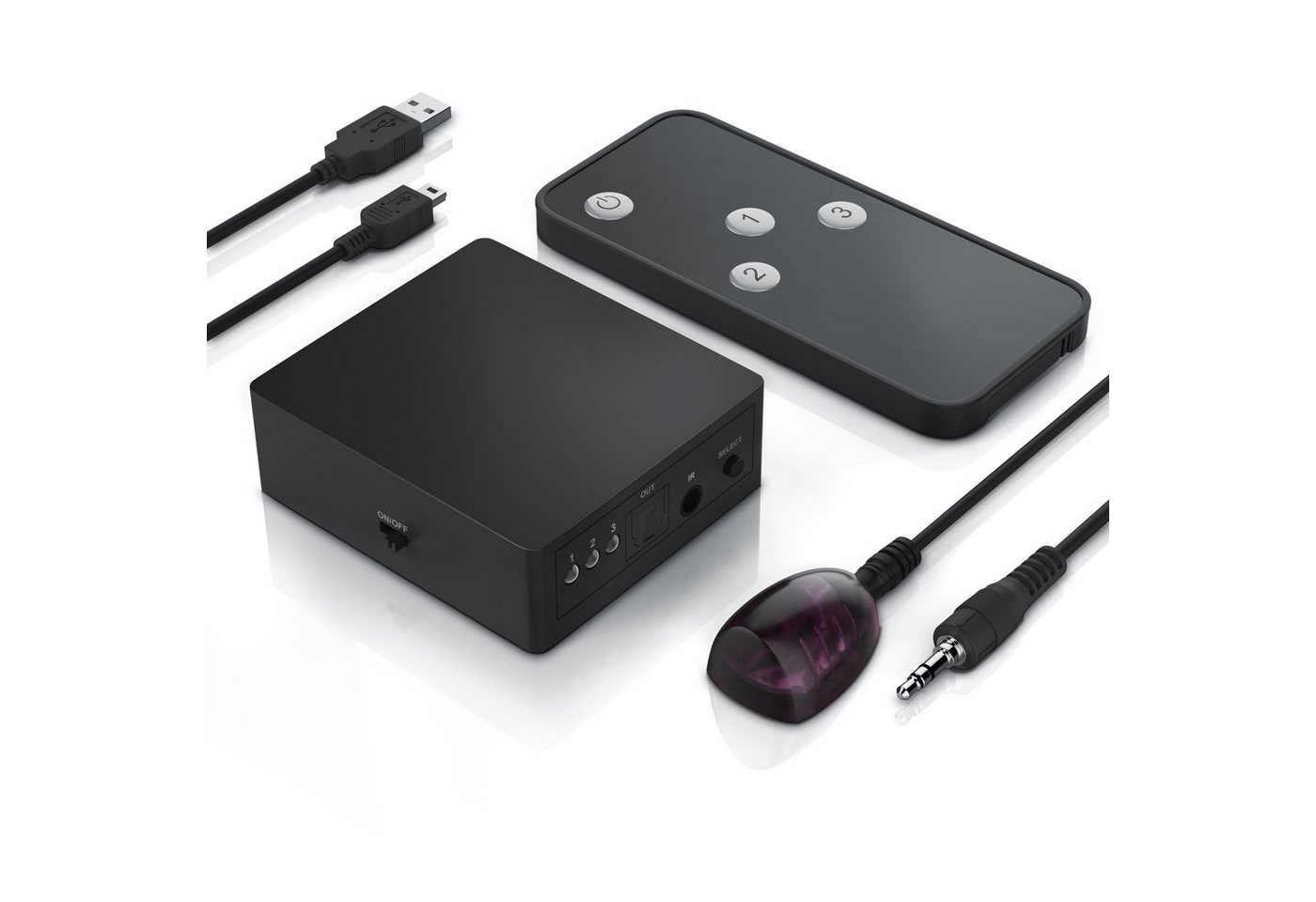 CSL Audio-Adapter 3x Toslink zu Toslink, 3x1 SPDIF Switch, Audio Umschalter mit Fernbedienung von CSL
