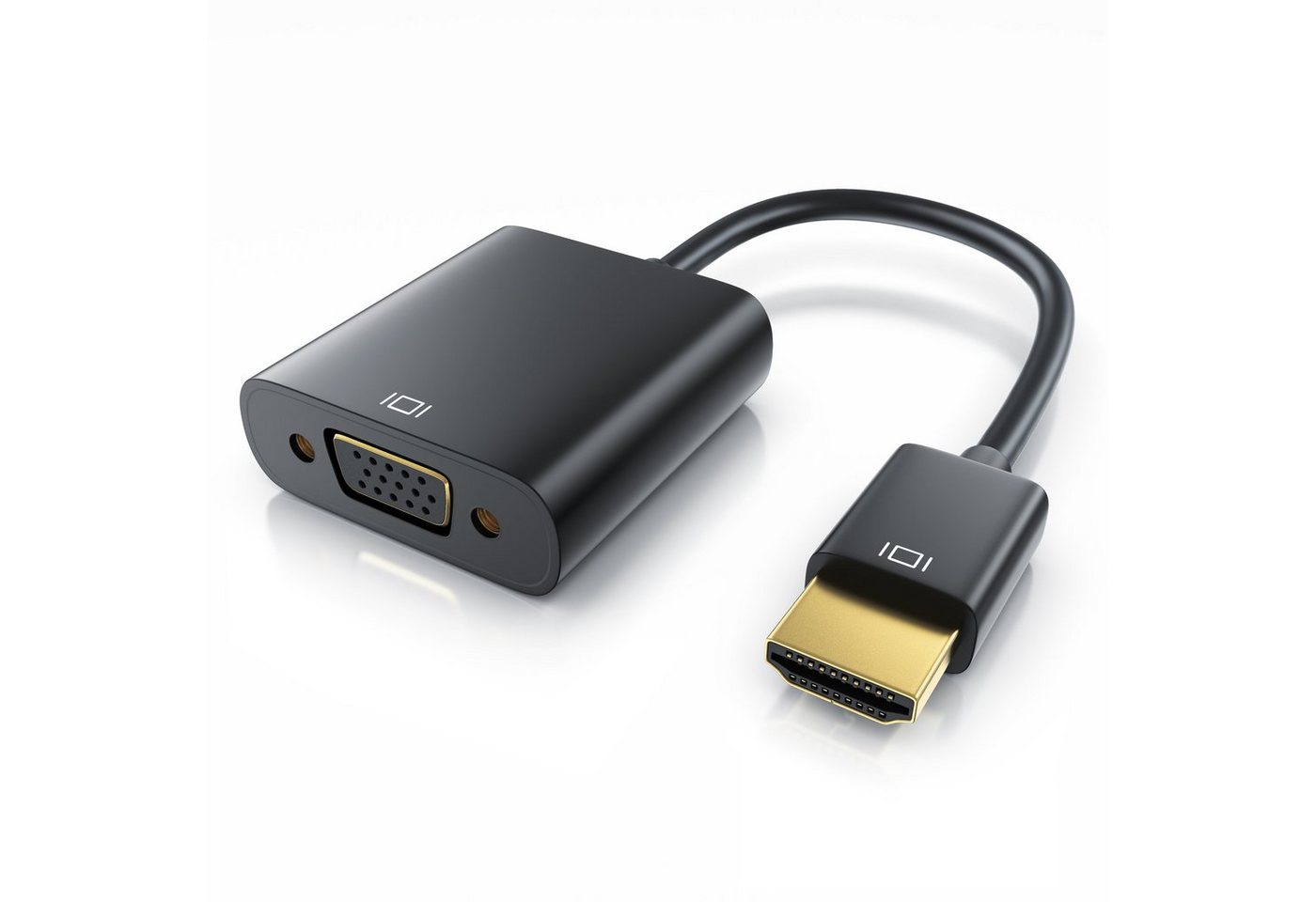 CSL Audio- & Video-Adapter HDMI Typ A zu VGA, 3,5-mm-Klinke, 10 cm, Adapter mit Audio-Übertragung, Konverterkabel 1080p, digital zu analog von CSL