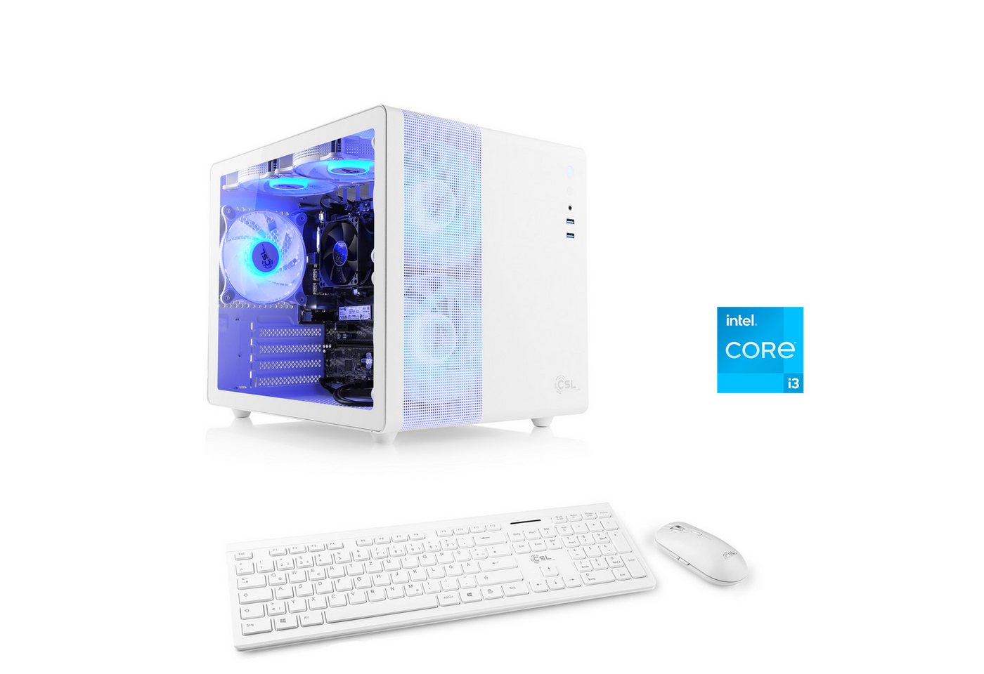 CSL Cube V24140 PC (Intel® Core i3 14100, 32 GB RAM, 1000 GB SSD, Luftkühlung) von CSL