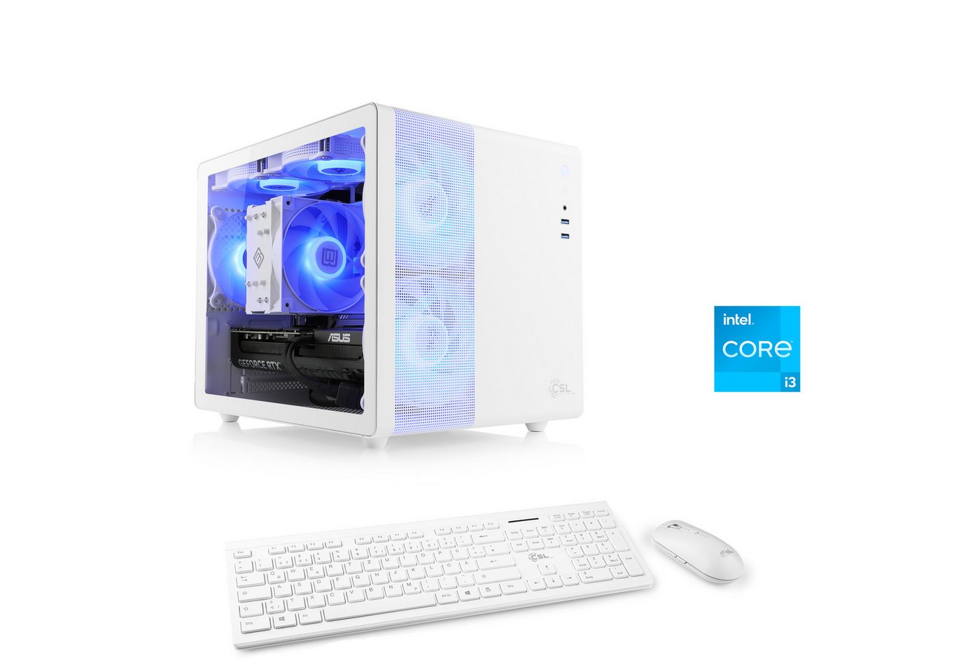 CSL Cube V24142 PC (Intel® Core i3 14100F, GeForce RTX 4060, 16 GB RAM, 500 GB SSD, Luftkühlung) von CSL
