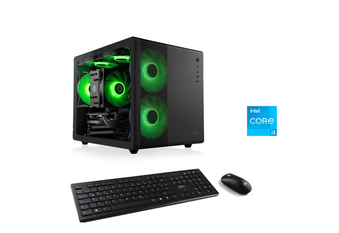 CSL Cube V24148 PC (Intel® Core i3 14100F, GeForce RTX 4060, 32 GB RAM, 1000 GB SSD, Luftkühlung) von CSL