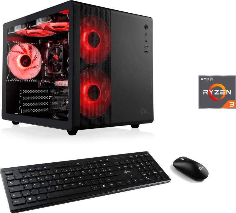 CSL Cube V24177 PC (AMD Ryzen 3 3200G, 16 GB RAM, 500 GB SSD, Luftkühlung) von CSL