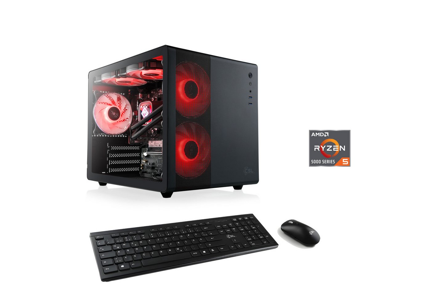 CSL Cube V24198 PC (AMD Ryzen 5 5600GT, 64 GB RAM, 1000 GB SSD, Wasserkühlung) von CSL