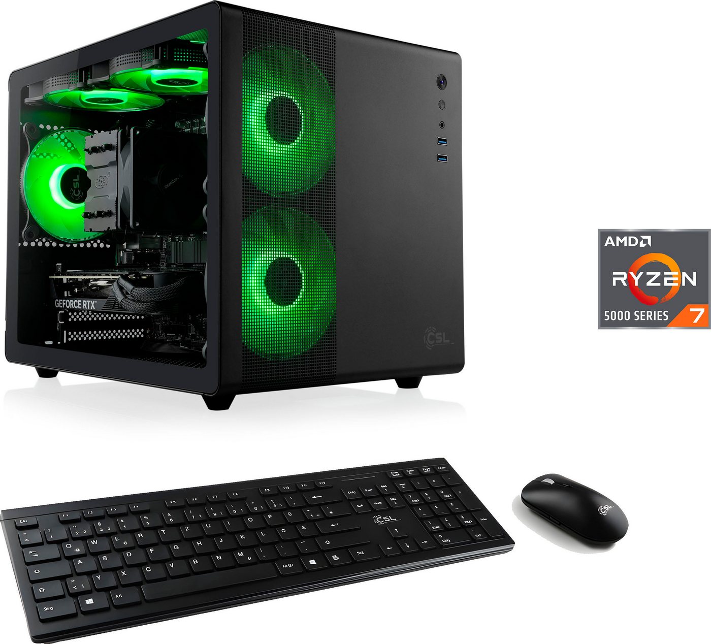 CSL Cube V24205 PC (AMD Ryzen 7 5700X, Radeon RX 6600, 16 GB RAM, 500 GB SSD, Luftkühlung) von CSL