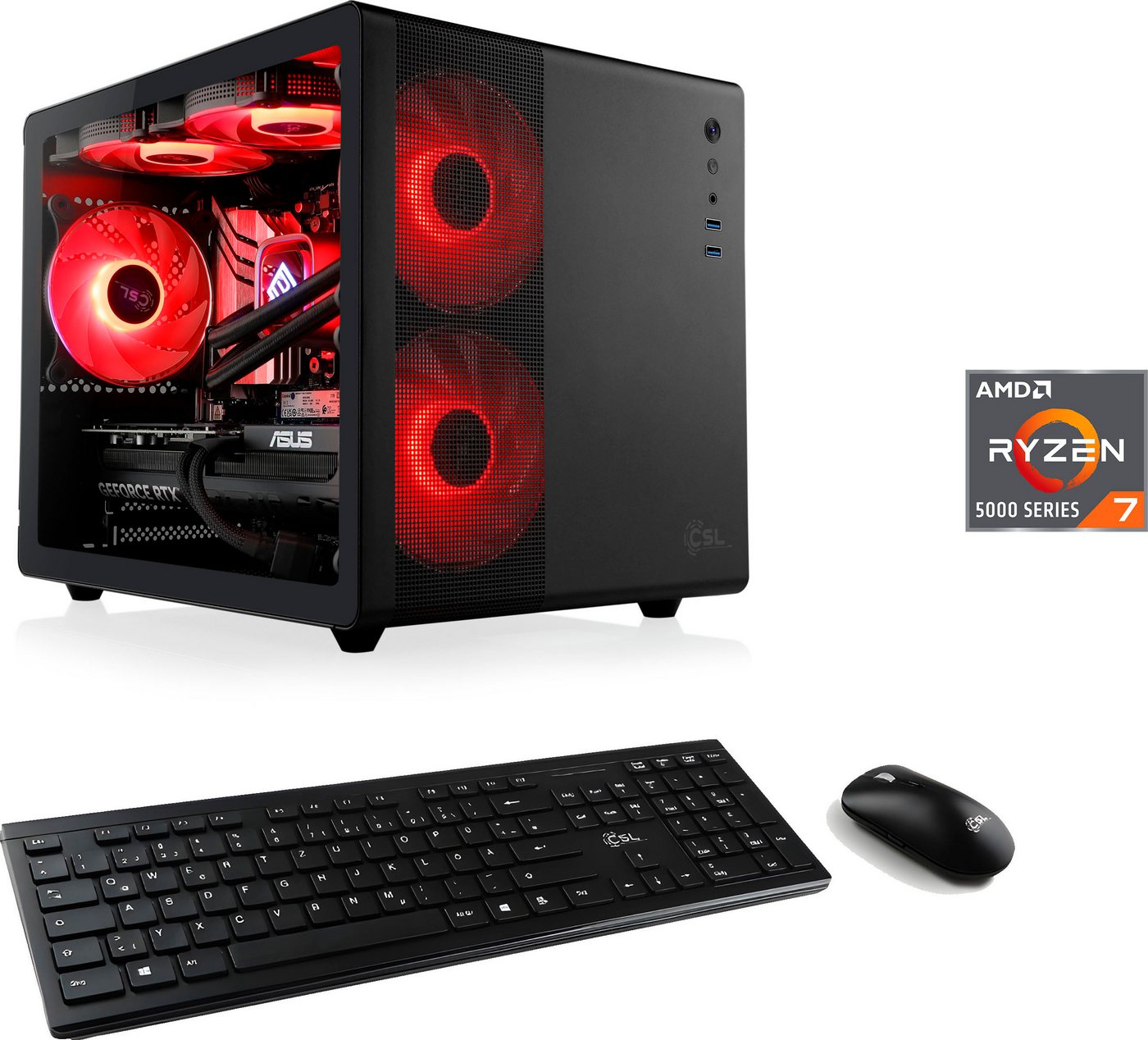 CSL Cube V24212 PC (AMD Ryzen 7 5700X, GeForce RTX 4060, 64 GB RAM, 1000 GB SSD, Wasserkühlung) von CSL