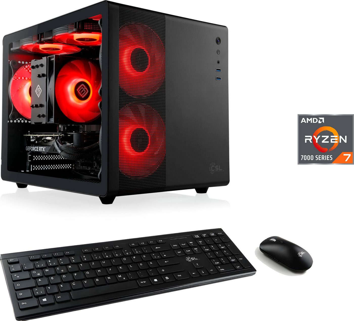 CSL Cube V24214 PC (AMD Ryzen 7 7800X3D, GeForce RTX 4060, 32 GB RAM, 1000 GB SSD, Luftkühlung) von CSL