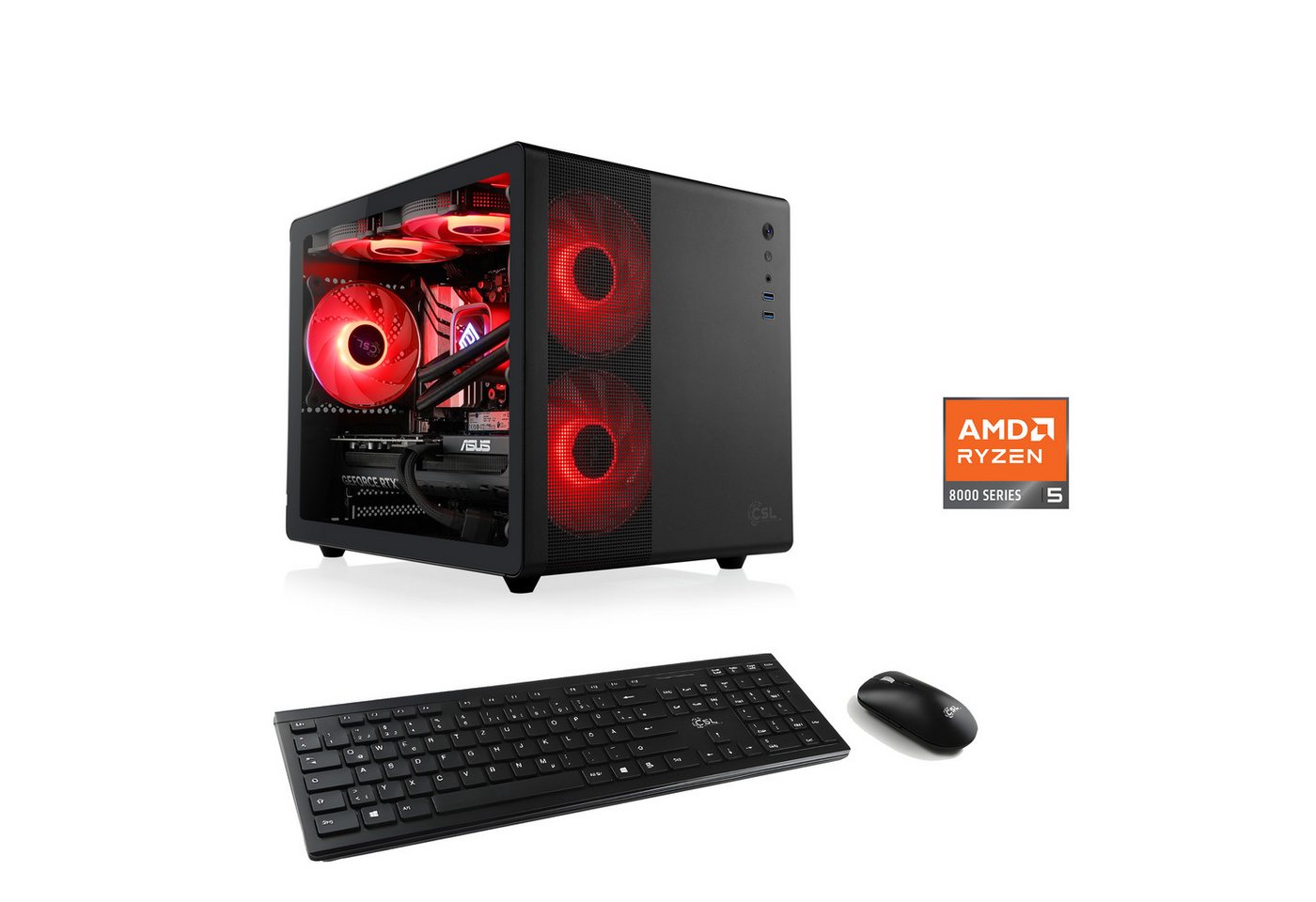 CSL Cube V24220 PC (AMD Ryzen 5 8400F, GeForce RTX 4060, 32 GB RAM, 1000 GB SSD, Wasserkühlung) von CSL