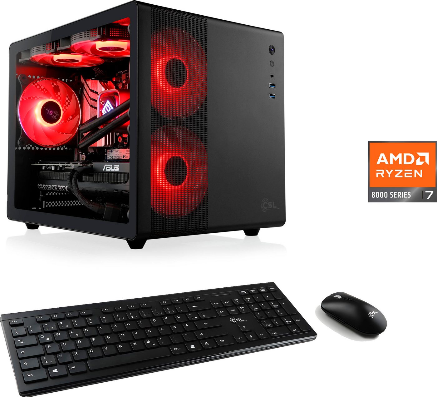 CSL Cube V24226 PC (AMD Ryzen 7 8700F, GeForce RTX 4060, 32 GB RAM, 1000 GB SSD, Wasserkühlung) von CSL