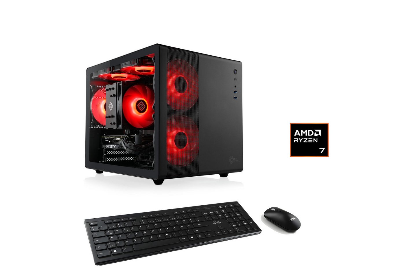 CSL Cube V24229 PC (AMD Ryzen 7 9700X, GeForce RTX 4060, 32 GB RAM, 1000 GB SSD, Luftkühlung) von CSL