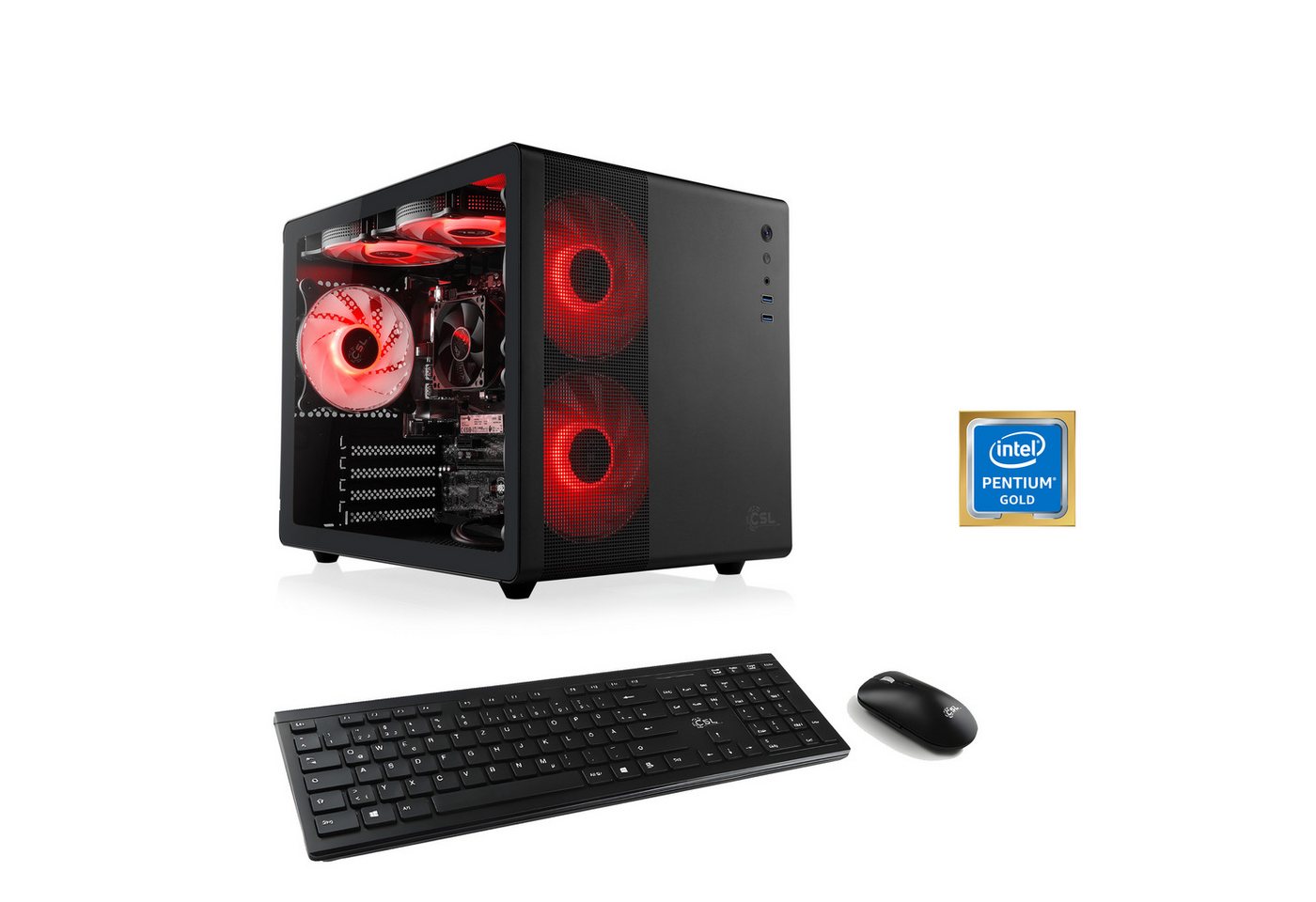 CSL Cube V24237 PC (Intel® Pentium Gold G6400, 8 GB RAM, 250 GB SSD, Luftkühlung) von CSL