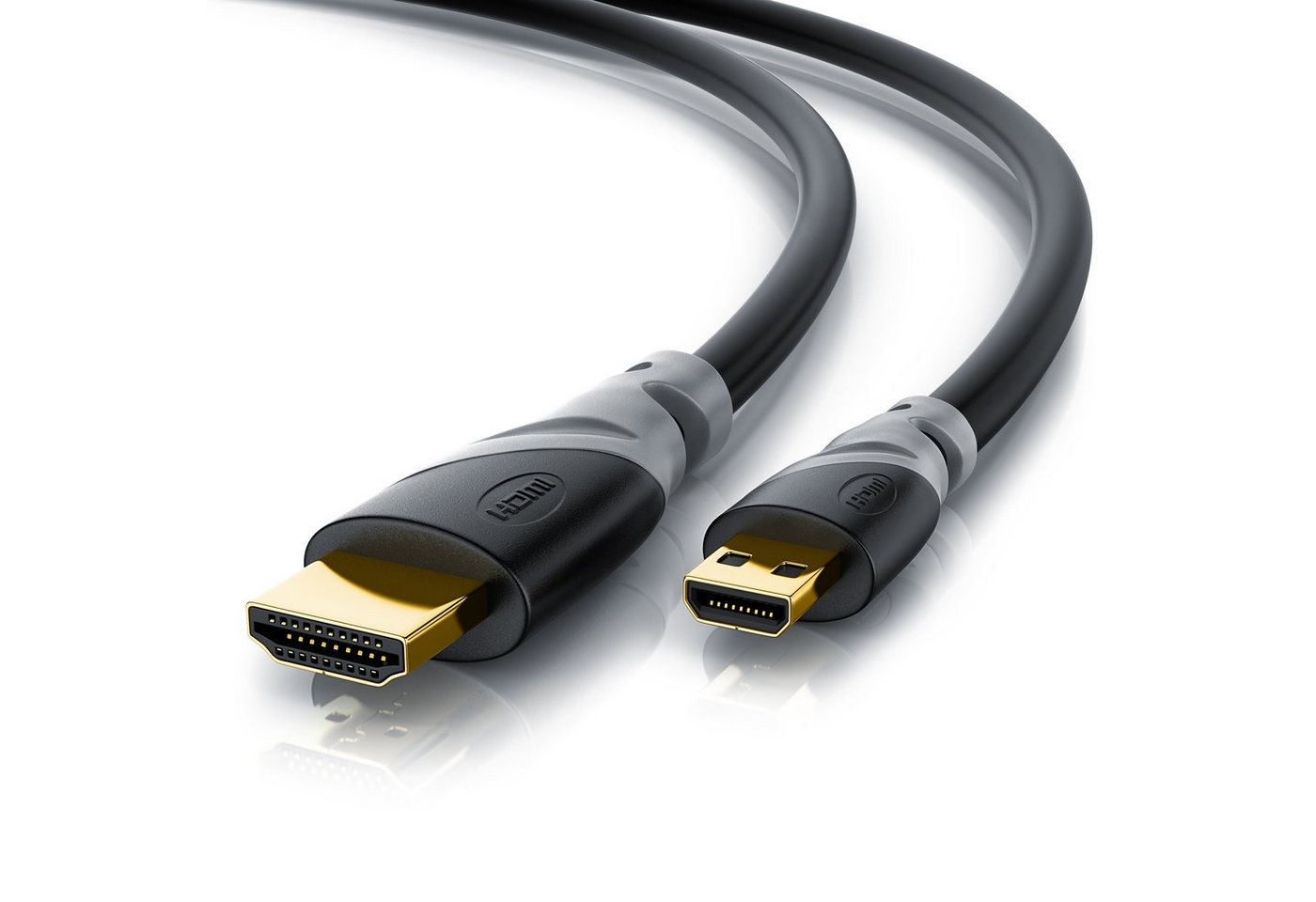 CSL HDMI-Kabel, 2.0, HDMI Typ D (Micro), HDMI Typ A (200 cm), 4K mit Ethernet, Ultra HD Auflösung 2160p (3840 × 2160 Pixel) - 2m von CSL