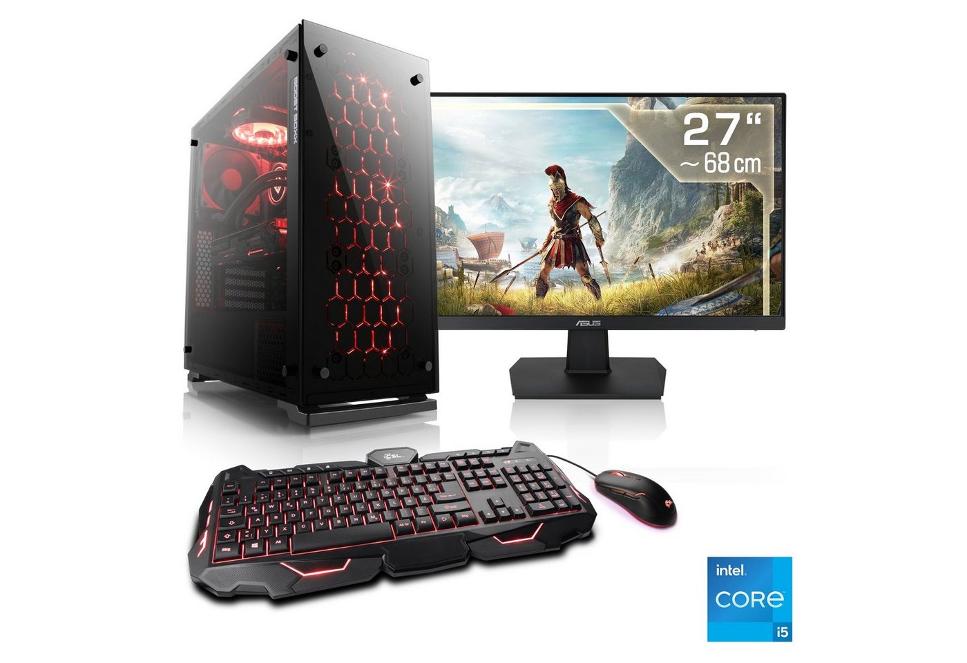 CSL HydroX V25125 Gaming-PC-Komplettsystem (27", Intel® Core i5 12400F, NVIDIA GeForce RTX 3050, 16 GB RAM, 1000 GB SSD) von CSL