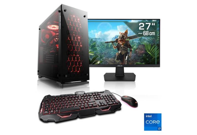 CSL HydroX V27126 Gaming-PC-Komplettsystem (27", Intel® Core i7 12700F, GeForce RTX 3060, 16 GB RAM, 1000 GB SSD) von CSL